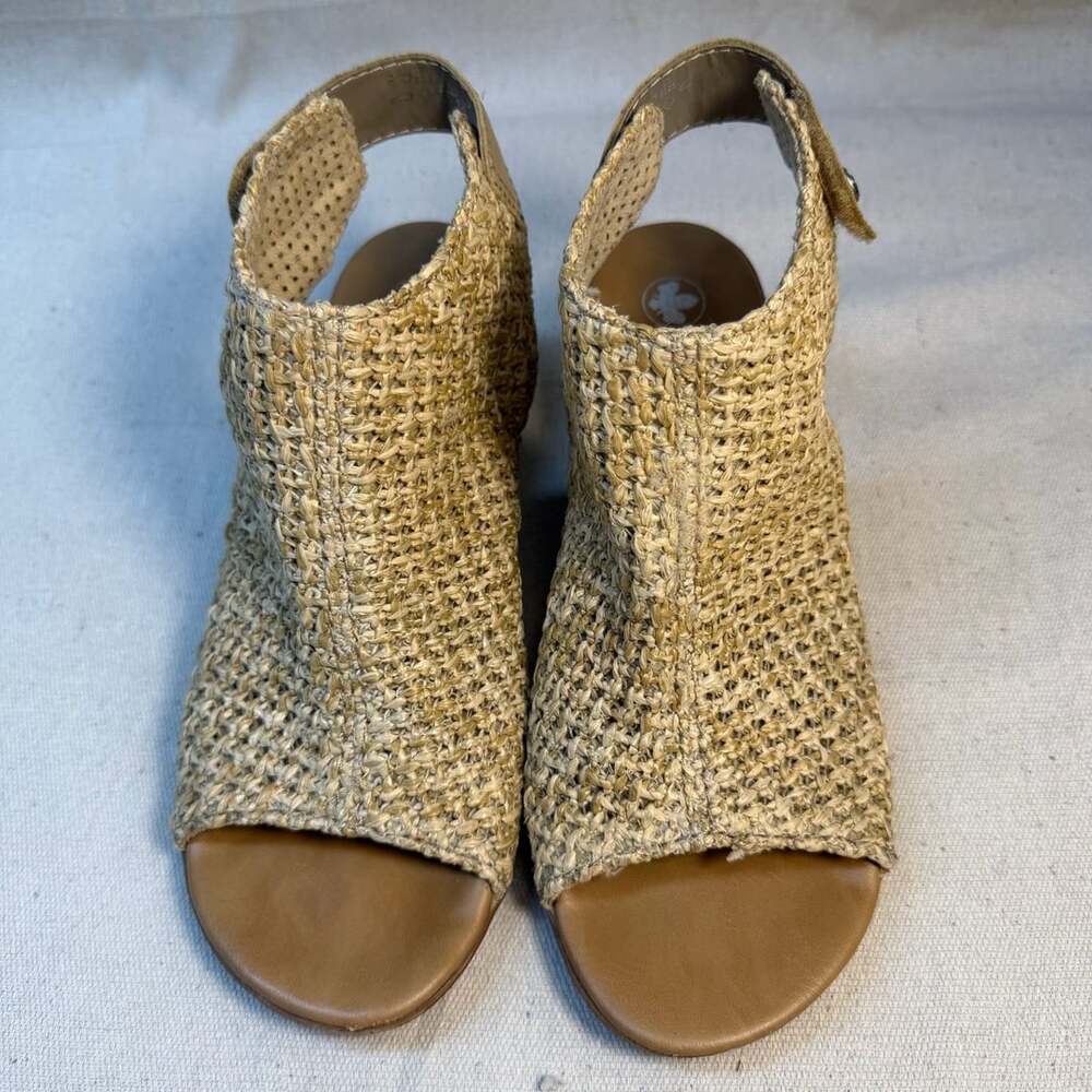 Rieker 64670-60 Beige Braided Block Heel Sandals